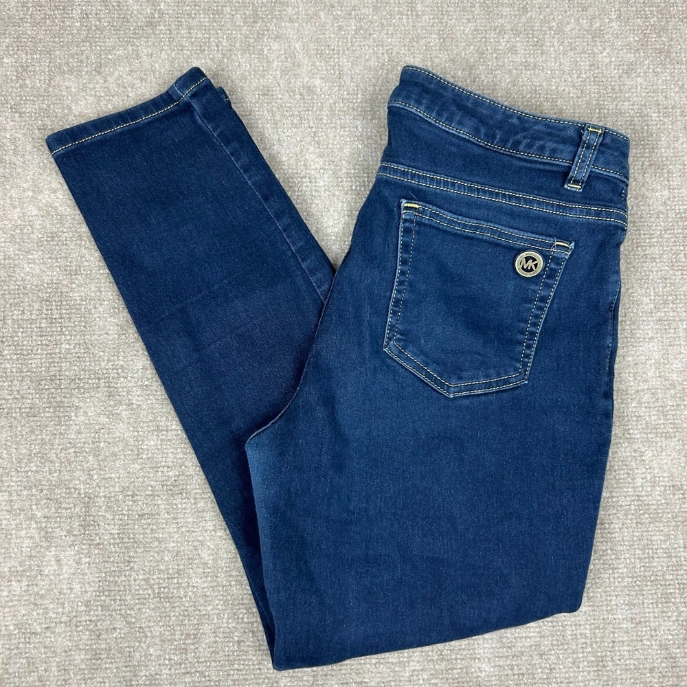 Michael Kors Izzy Cropped Skinny Jeans Womens 8 Blue Cotton‎ Stretch Mid Rise